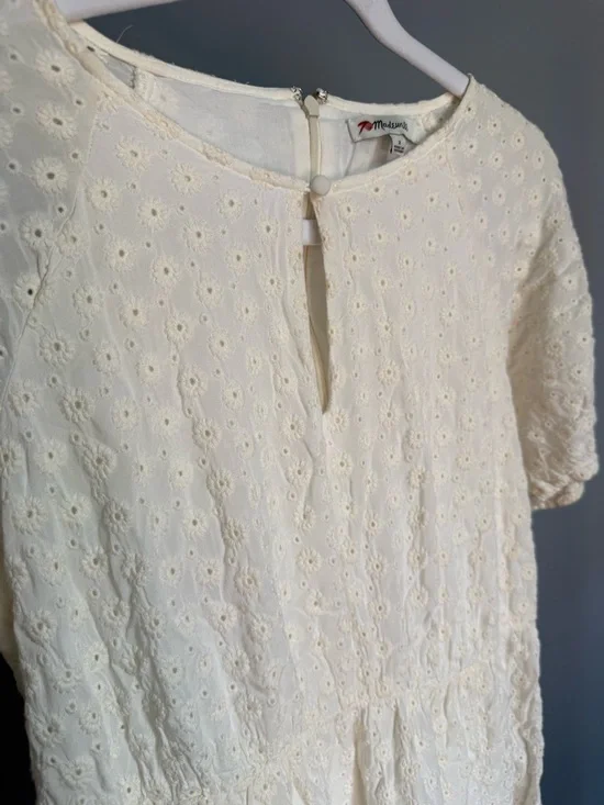 Madewell Women’s Cream Eyelet Short-Sleeve Dress - Picture 7 of 9